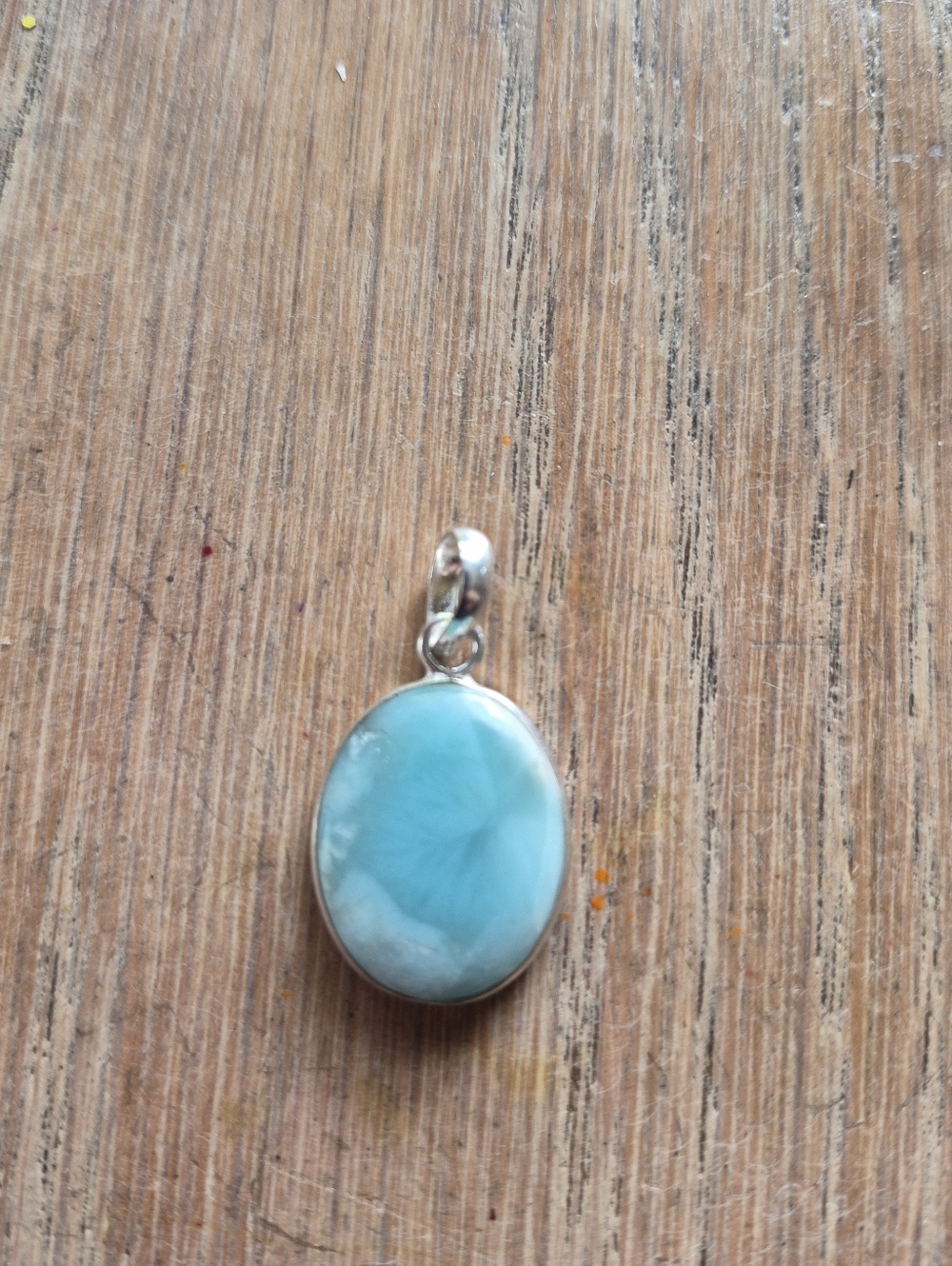Sterling Silver Larimar Oval Pendant in Light Blue